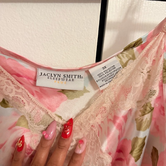 VTG Jaclyn Smith 3X Pink Floral Lace Nightgown Sleepwear - Picture 5 of 6